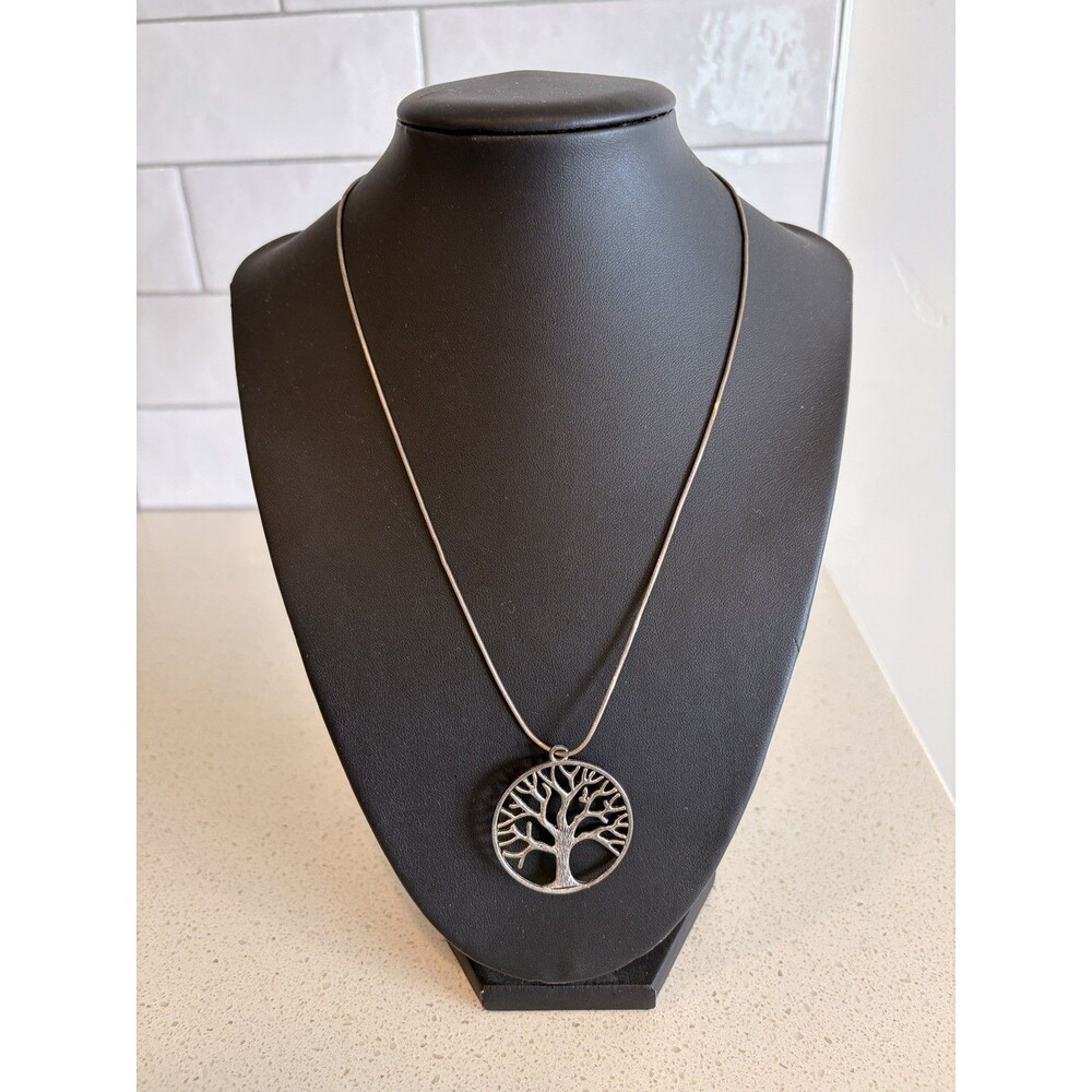 Vintage Tree of Life Necklace 925 Sterling Silver Openwork Circle Design
